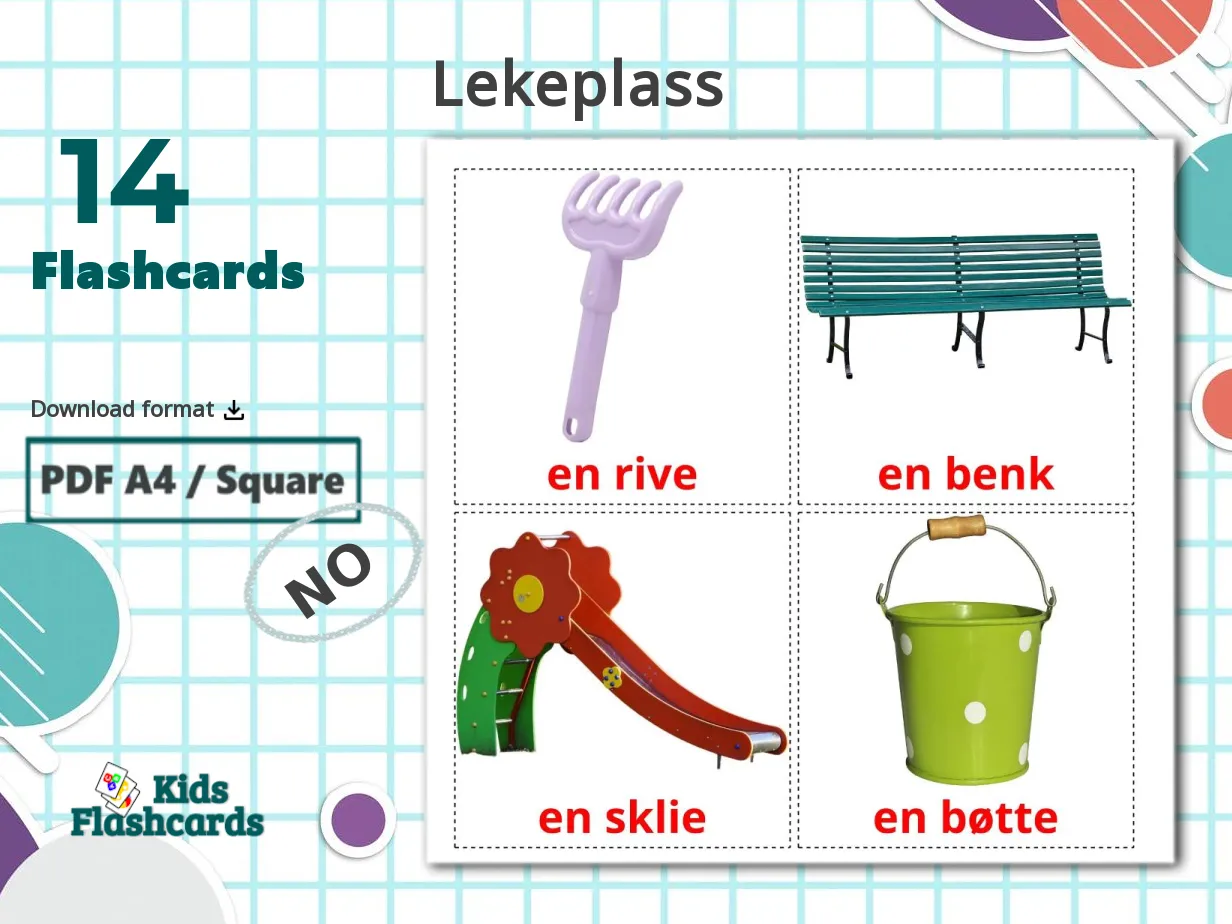 14 Printable Playground Flashcards in Norwegian (Free PDF)