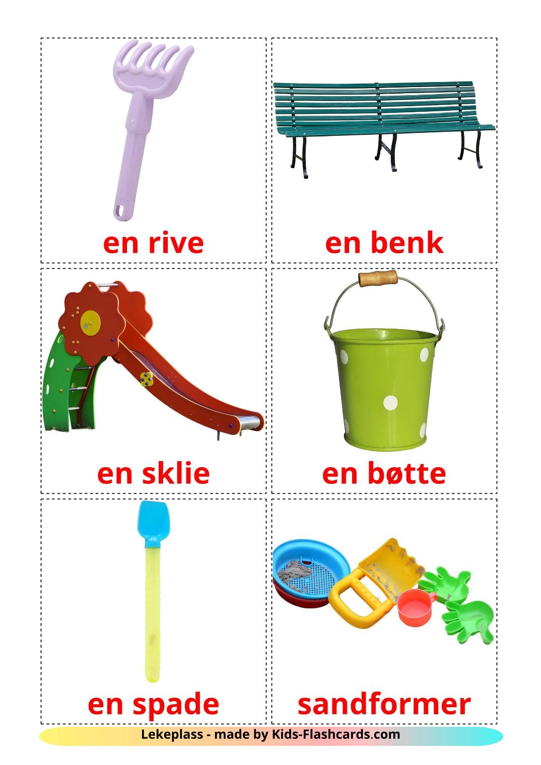 Parque Infantil - 14 Flashcards norueguêses gratuitos para impressão