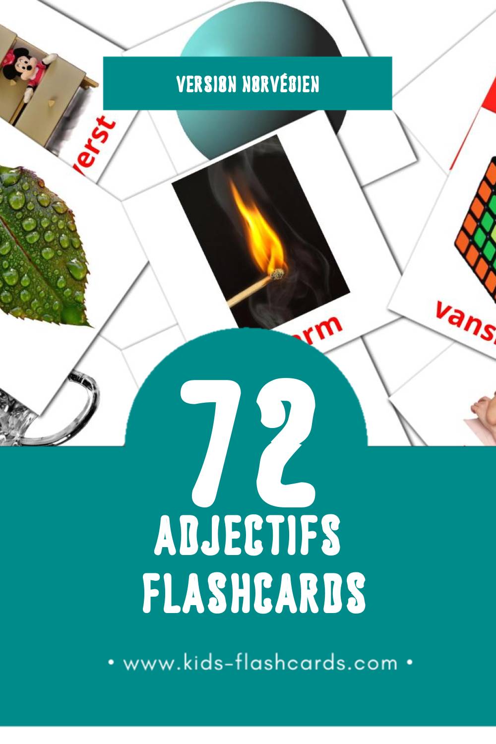 Flashcards Visual adjektiv pour les tout-petits (74 cartes en Norvégien)