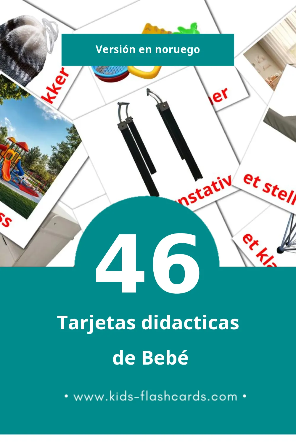 Tarjetas visuales de Baby para niños pequeños (46 tarjetas en Noruego)