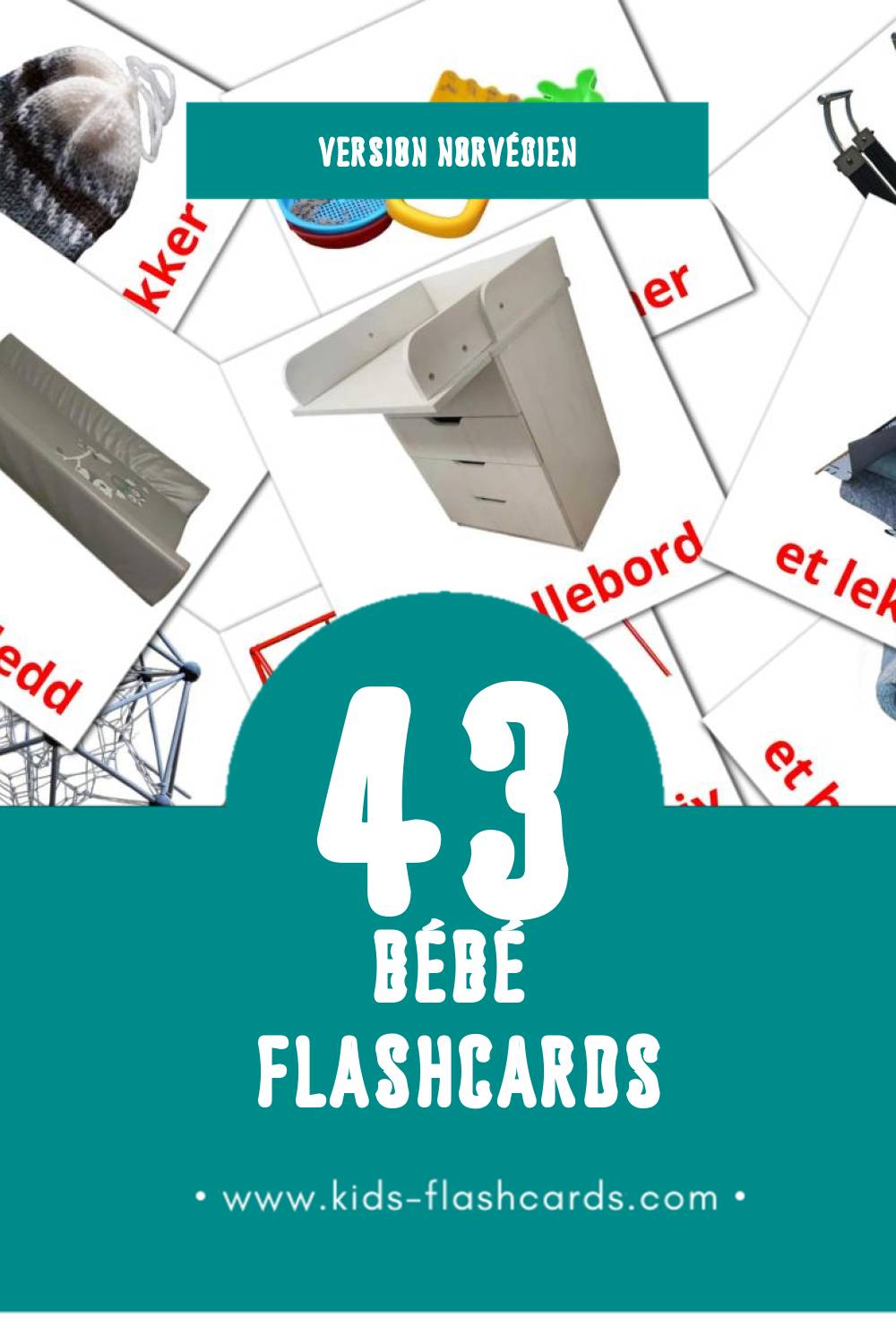 Flashcards Visual Baby pour les tout-petits (43 cartes en Norvégien)