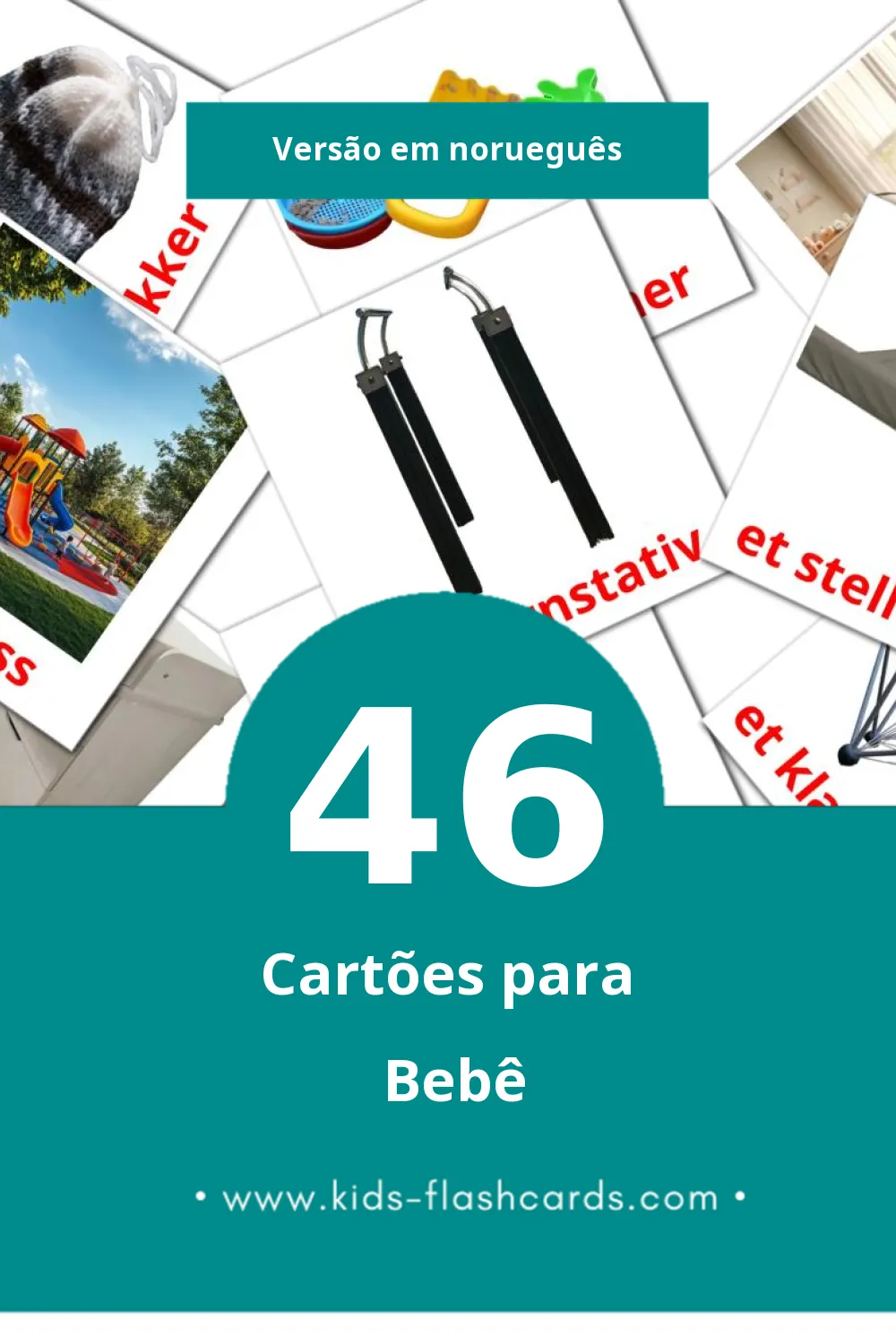 Flashcards de Baby Visuais para Toddlers (46 cartões em Norueguês)