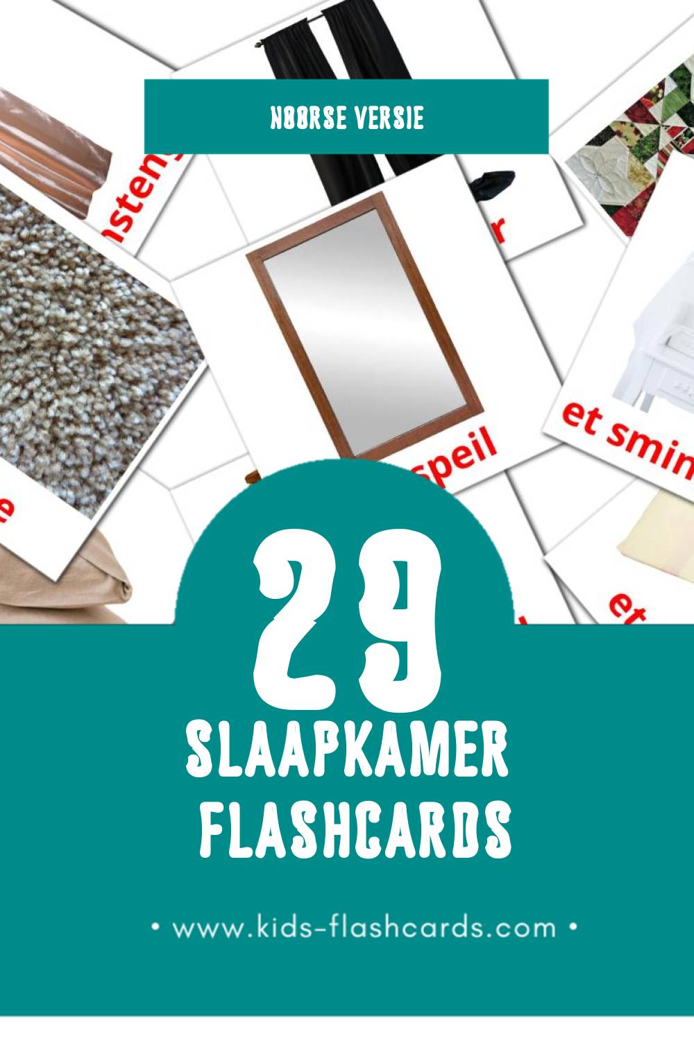 Visuele Soverom Flashcards voor Kleuters (29 kaarten in het Noors)
