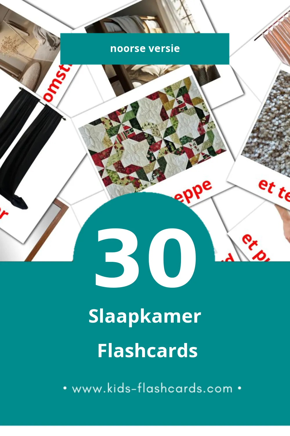 Visuele Soverom Flashcards voor Kleuters (30 kaarten in het Noors)