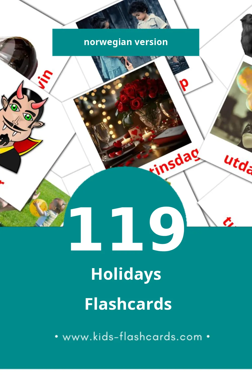 Visual Helligdager Flashcards for Toddlers (119 cards in Norwegian)