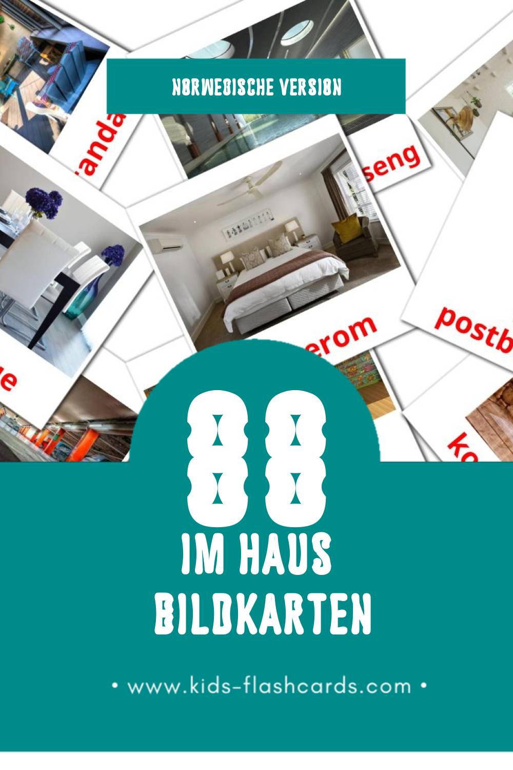 Visual Hjem Flashcards für Kleinkinder (88 Karten in Norwegisch)