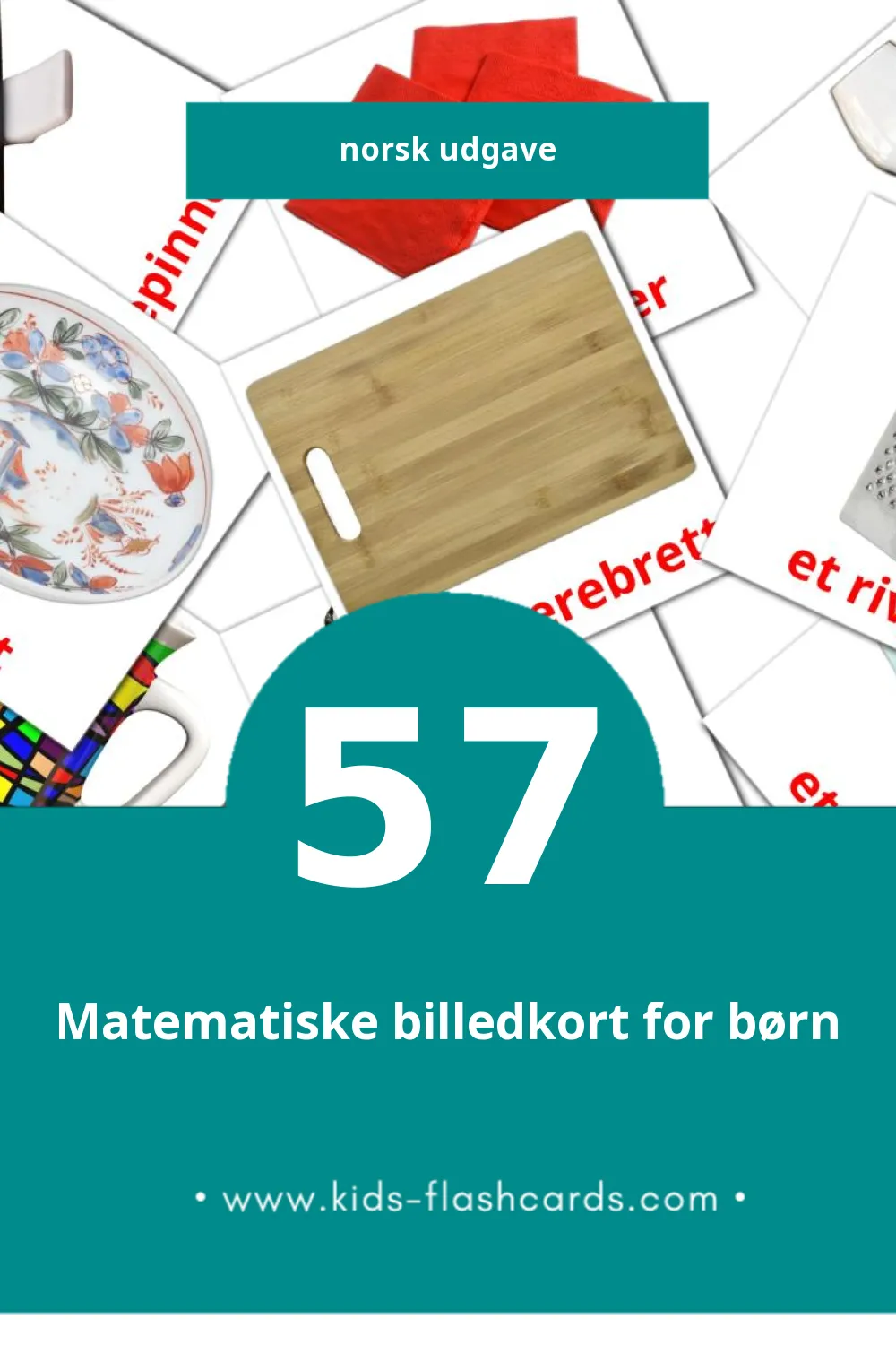 Visuelle billedkort for børn om Kjøkken til småbørn (57 kort på Norsk)