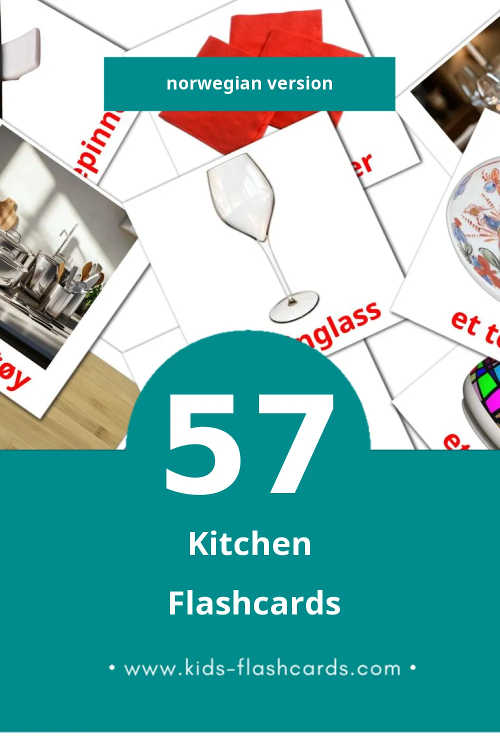 Visual Kjøkken Flashcards for Toddlers (57 cards in Norwegian)