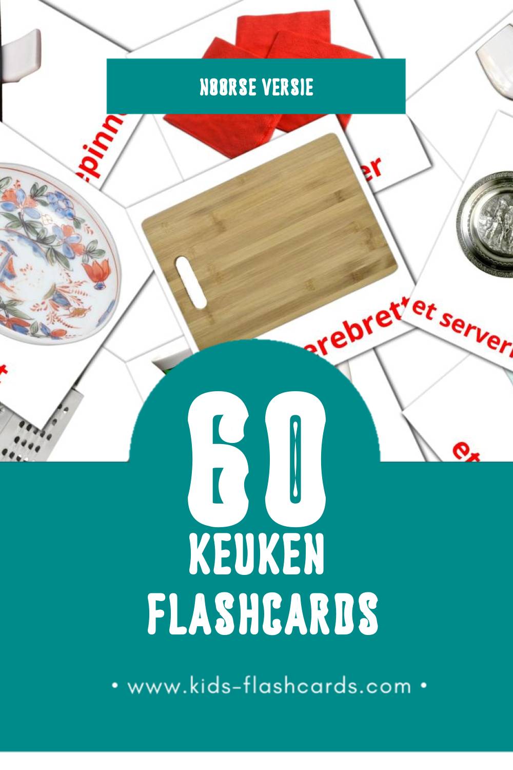 Visuele Kjøkken Flashcards voor Kleuters (60 kaarten in het Noors)