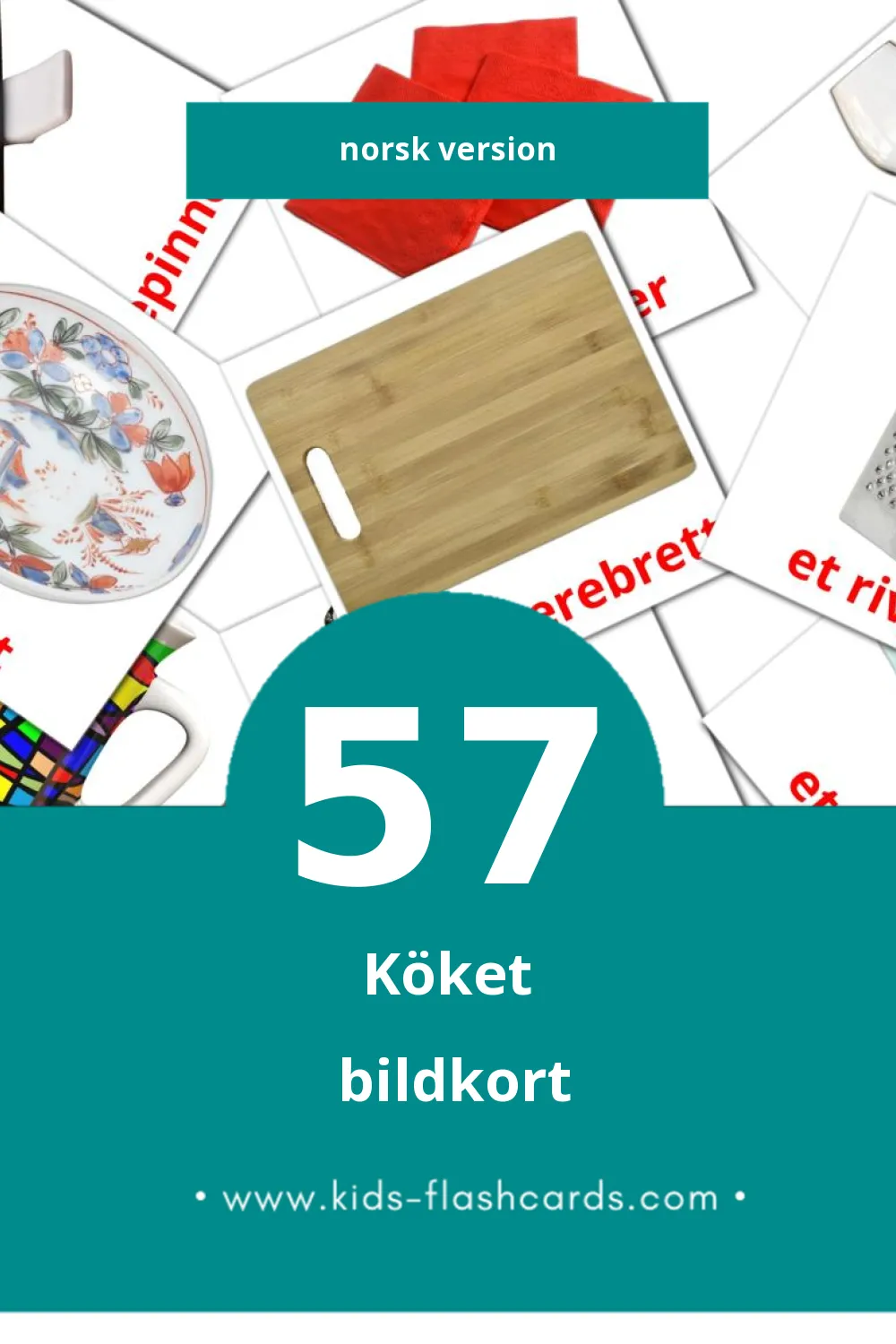 Visuella Kjøkken för småbarn (57 bildkort för barn på Norsk)