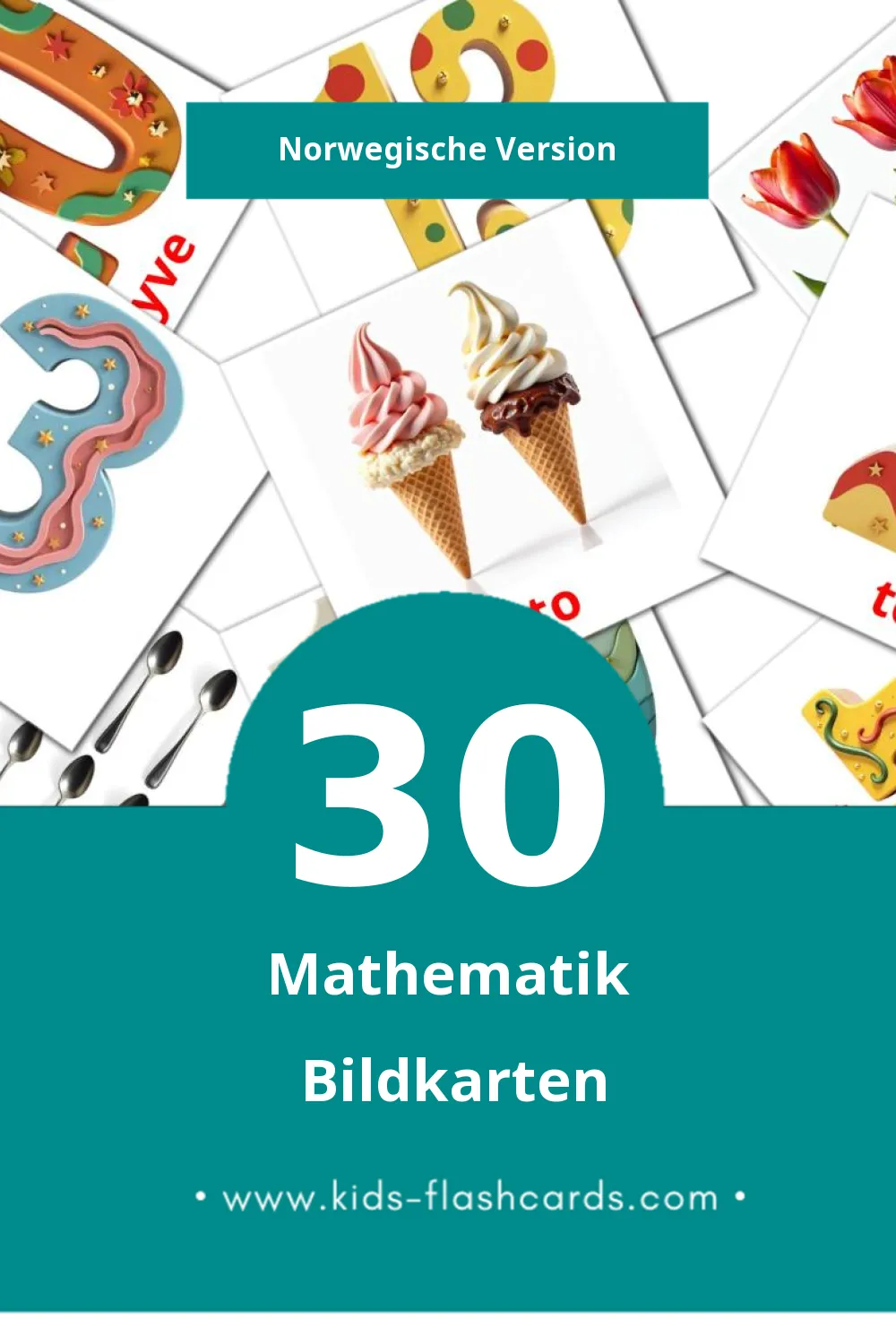 Visual Matematikk Flashcards für Kleinkinder (30 Karten in Norwegisch)