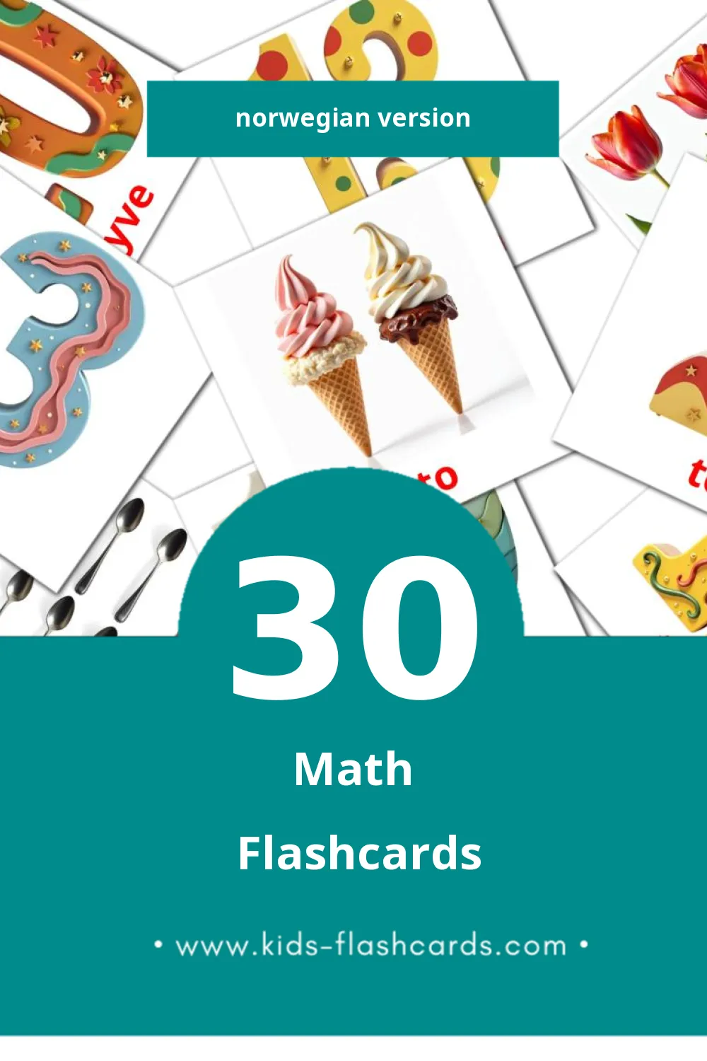 Visual Matematikk Flashcards for Toddlers (30 cards in Norwegian)