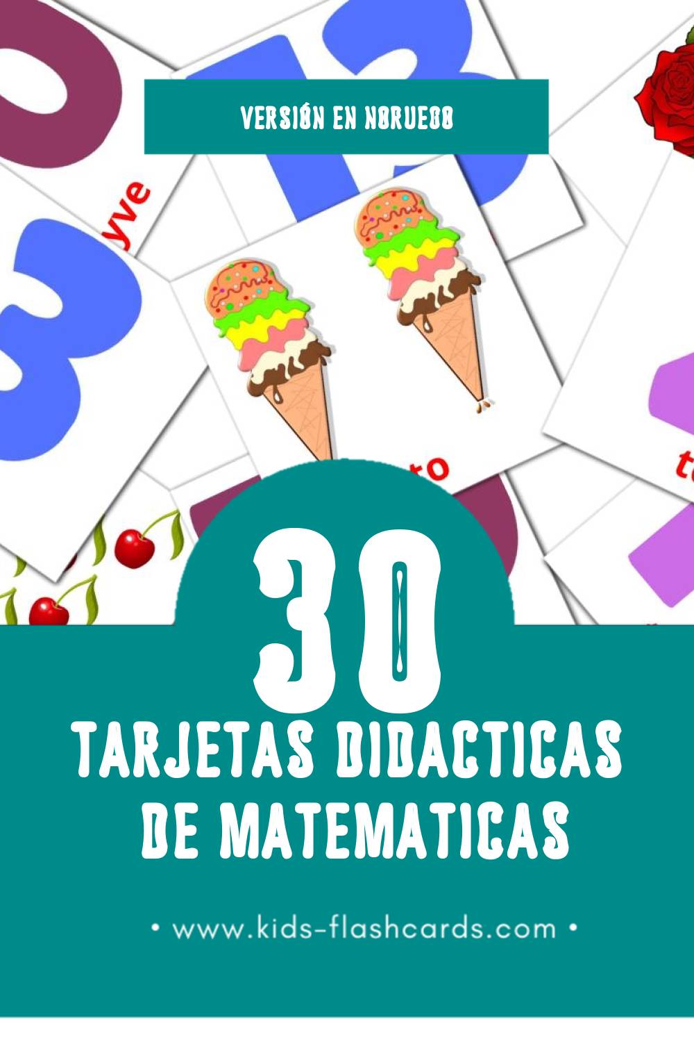 Tarjetas visuales de Matematikk para niños pequeños (30 tarjetas en Noruego)