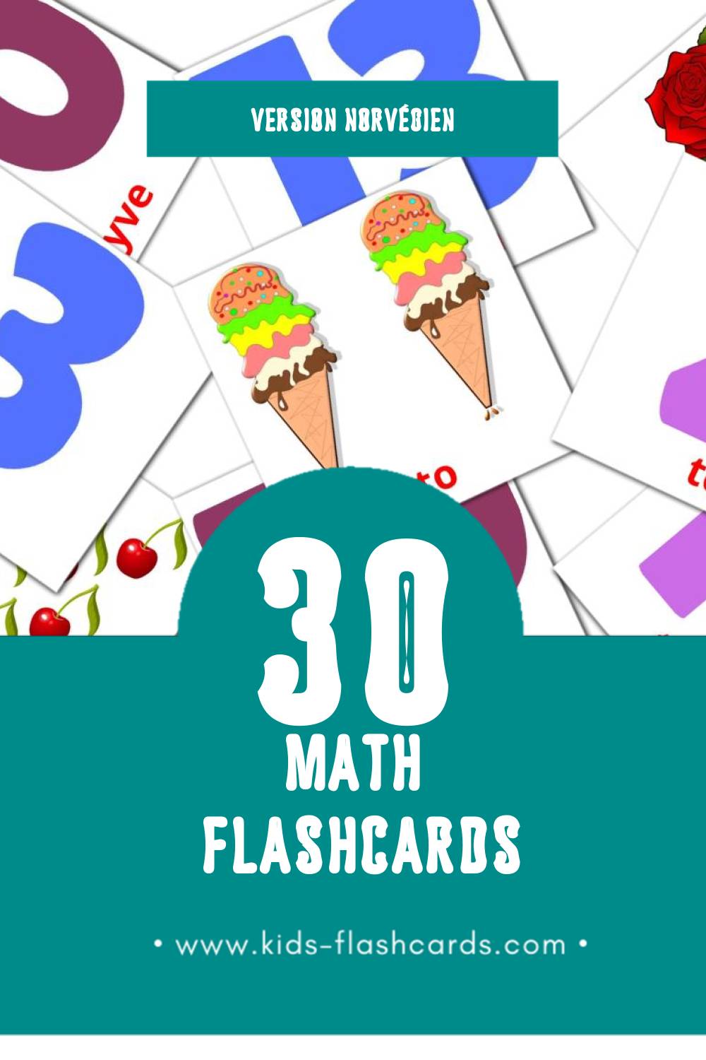 Flashcards Visual Matematikk pour les tout-petits (30 cartes en Norvégien)