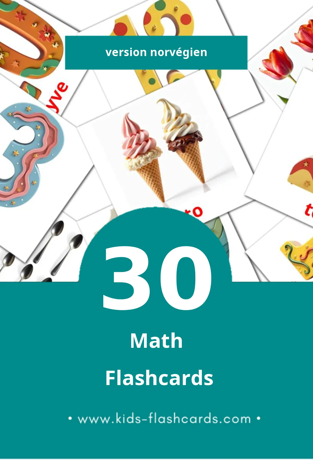 Flashcards Visual Matematikk pour les tout-petits (30 cartes en Norvégien)