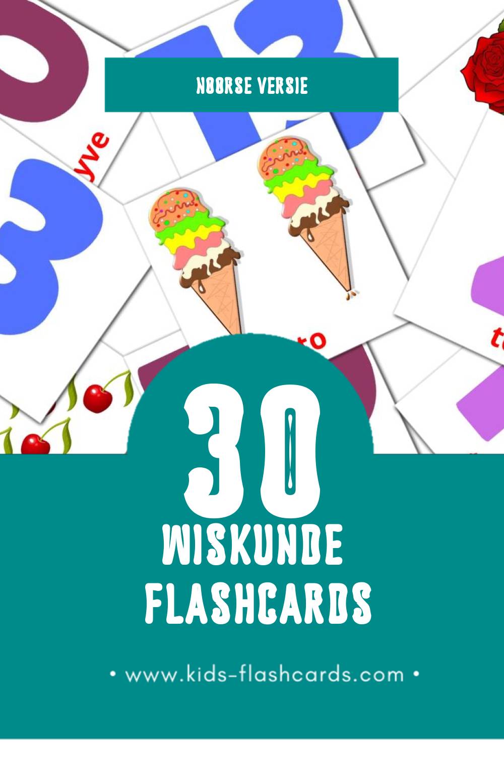 Visuele Matematikk Flashcards voor Kleuters (30 kaarten in het Noors)