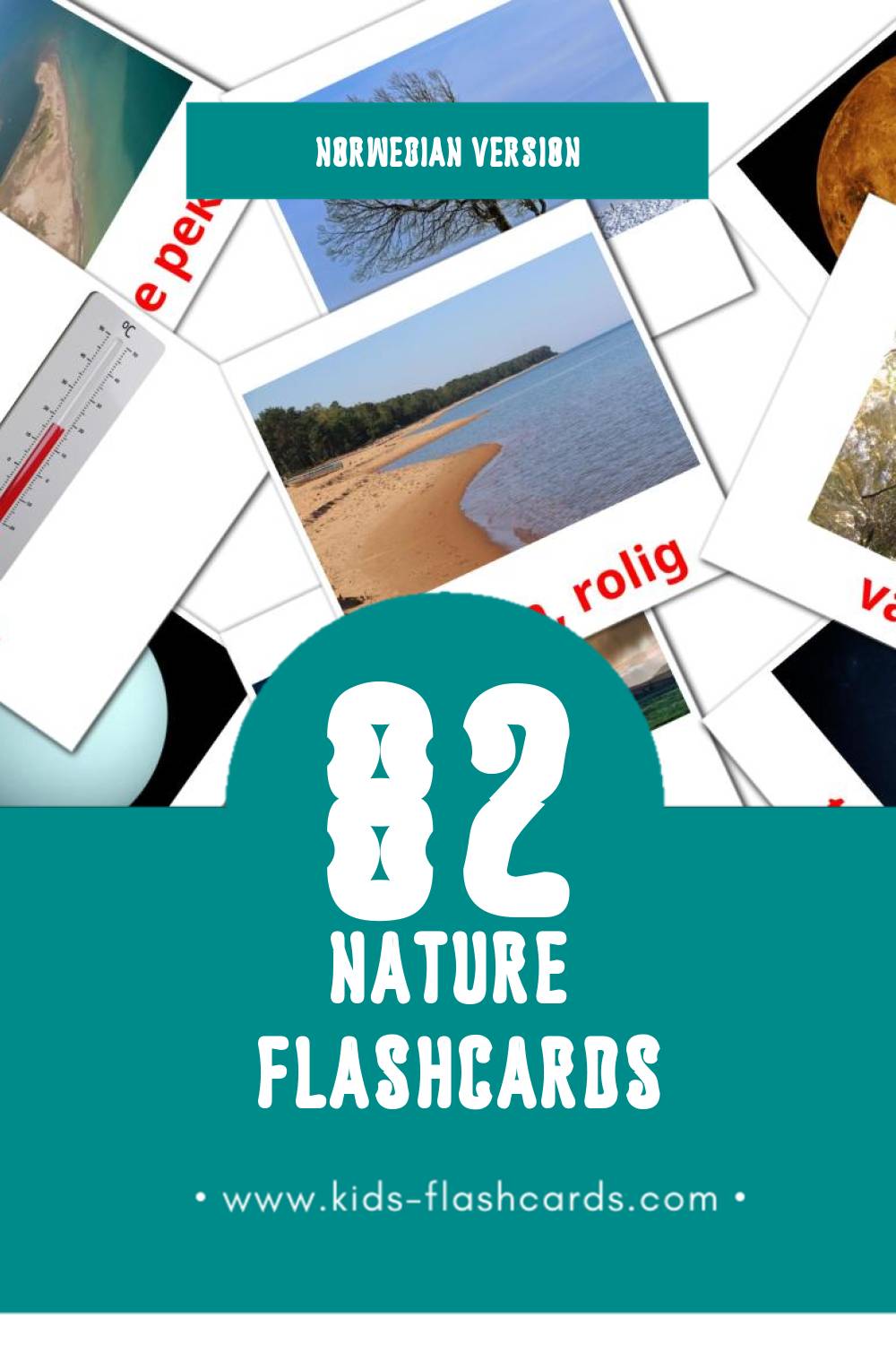 Visual Natur Flashcards for Toddlers (30 cards in Norwegian)