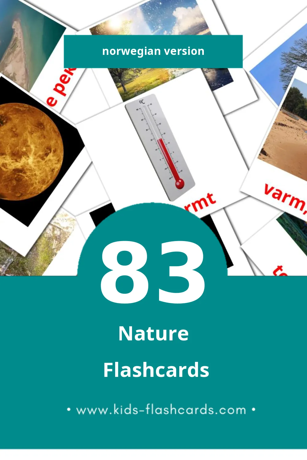 Visual Natur Flashcards for Toddlers (83 cards in Norwegian)