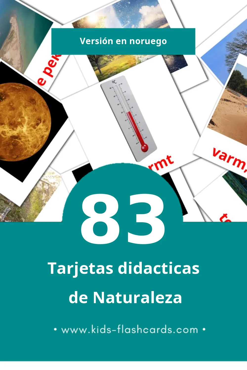 Tarjetas visuales de Natur para niños pequeños (83 tarjetas en Noruego)