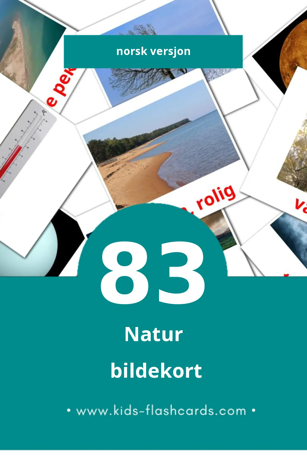 Visuelle Natur bildekort for småbarn (83 kort på Norsk)