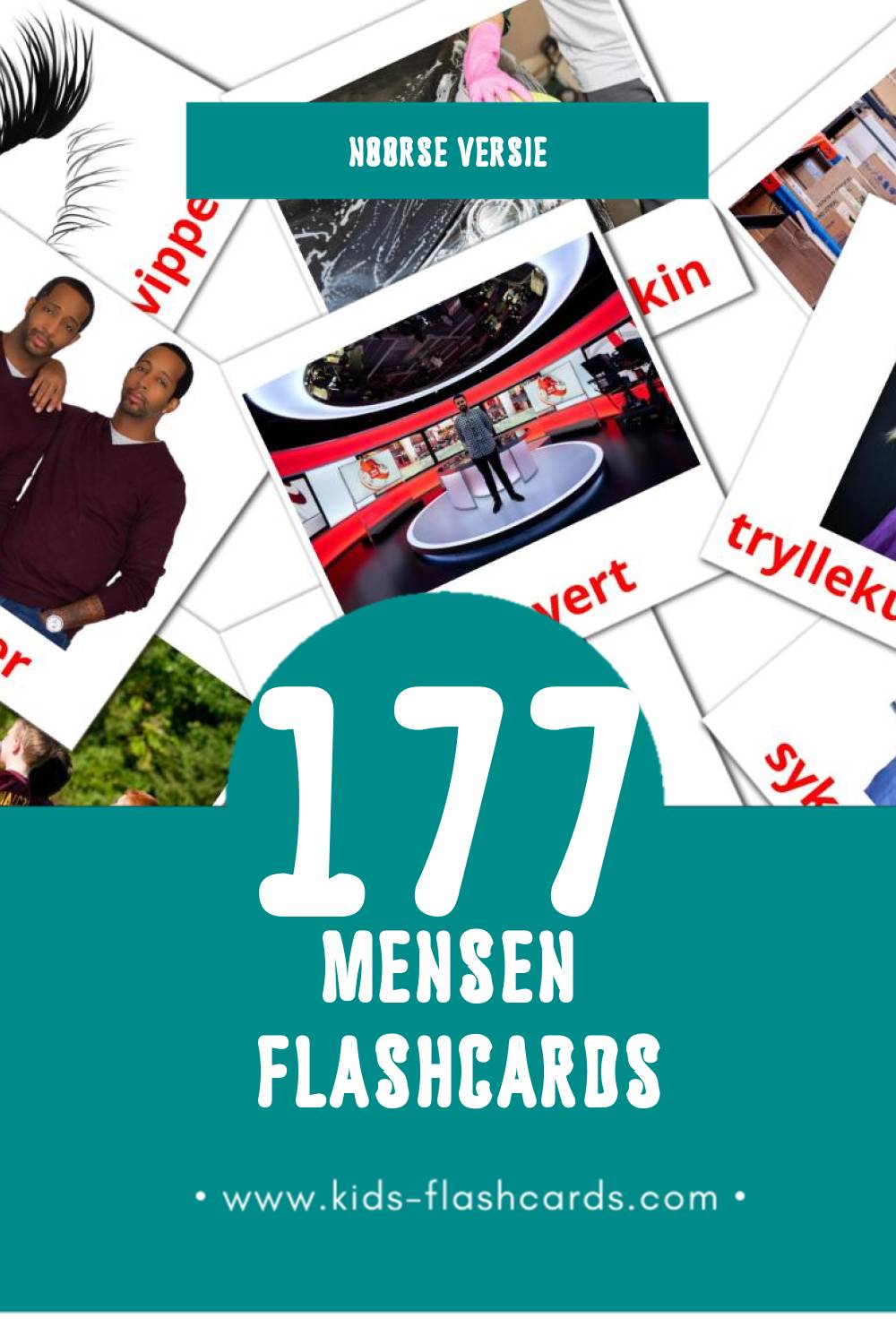 Visuele Mennesker Flashcards voor Kleuters (177 kaarten in het Noors)