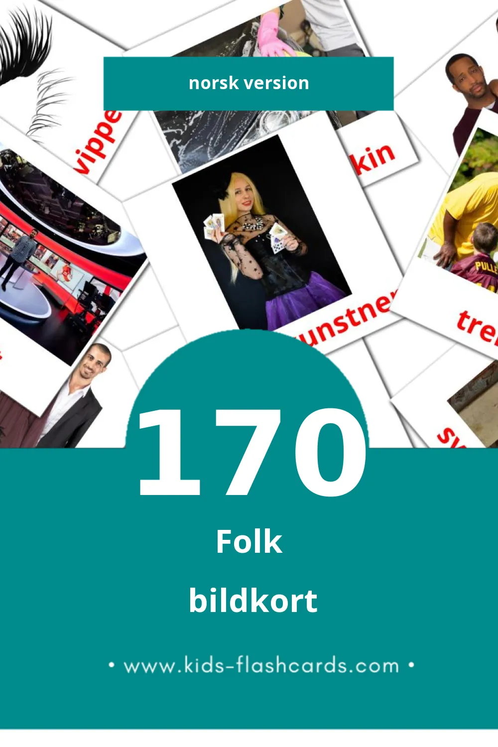 Visuelle Mennesker bildekort for småbarn (170 kort på Norsk)