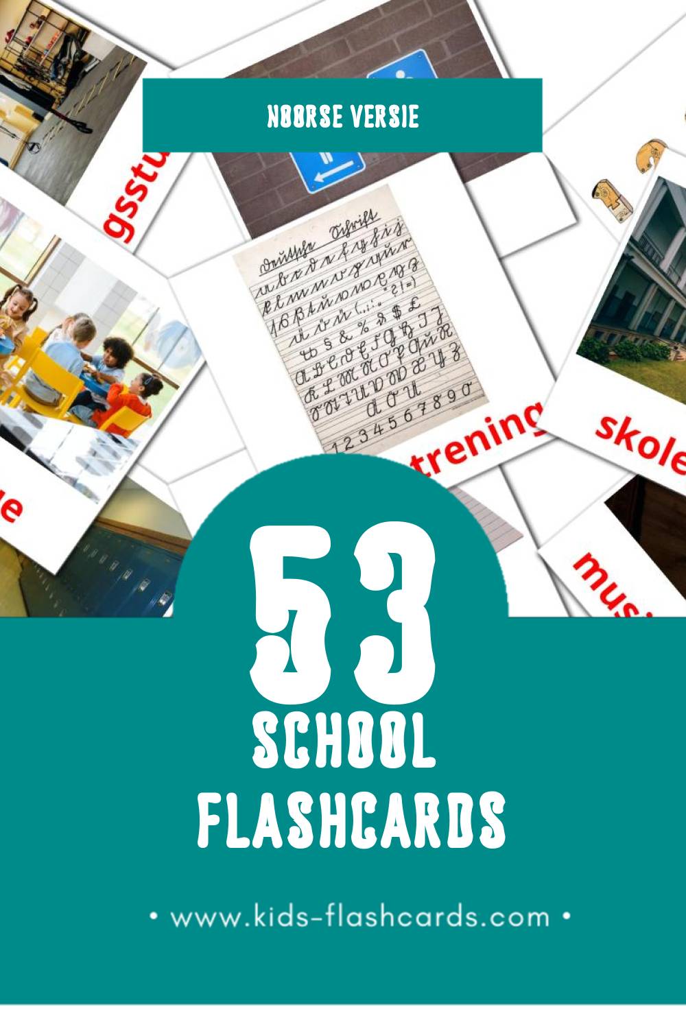 Visuele Skole Flashcards voor Kleuters (53 kaarten in het Noors)