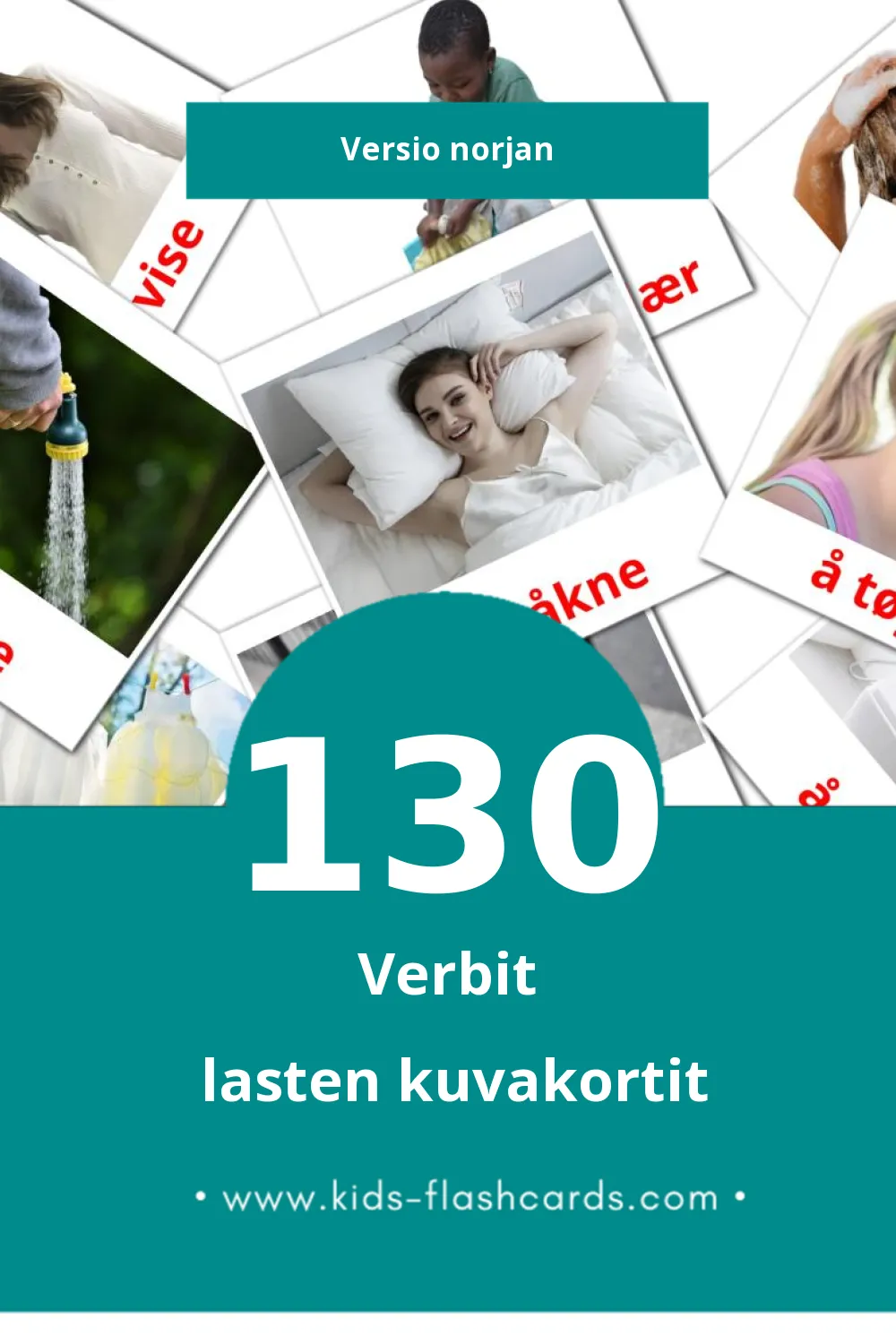Verb lasten kuvakortit pikkulapsille (130 korttia Norjanksi)