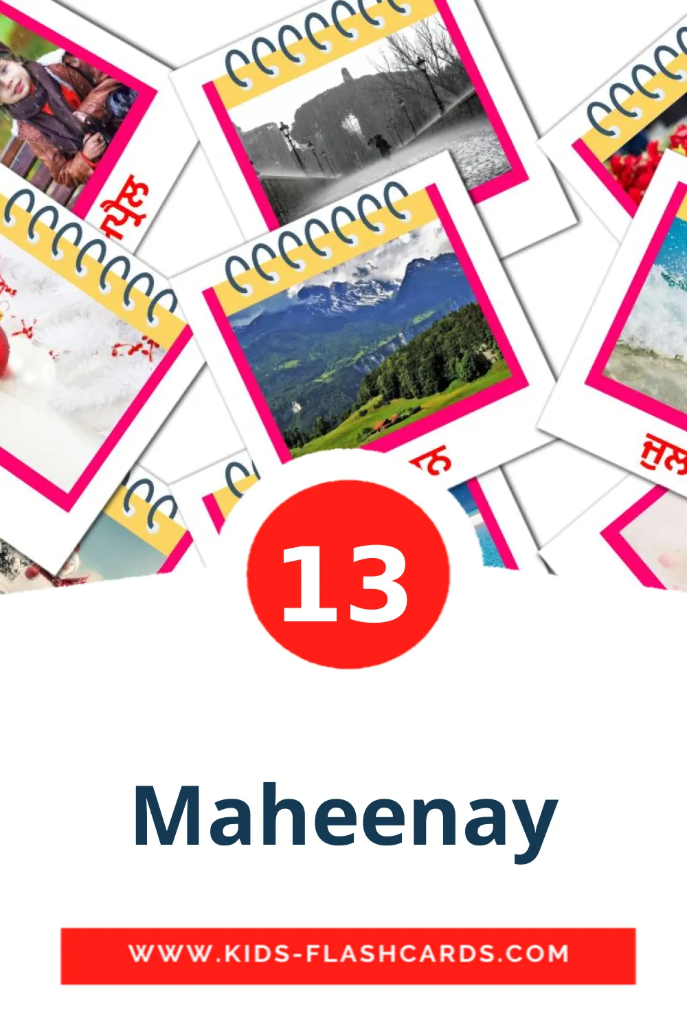 13 Maheenay Picture Cards for Kindergarden in punjabi(Gurmukhi)
