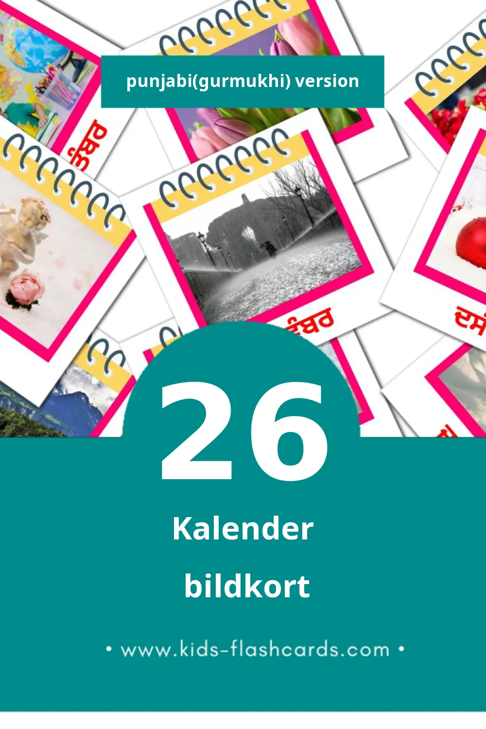 Visuella Calender  för småbarn (26 bildkort för barn på Punjabi(gurmukhi))