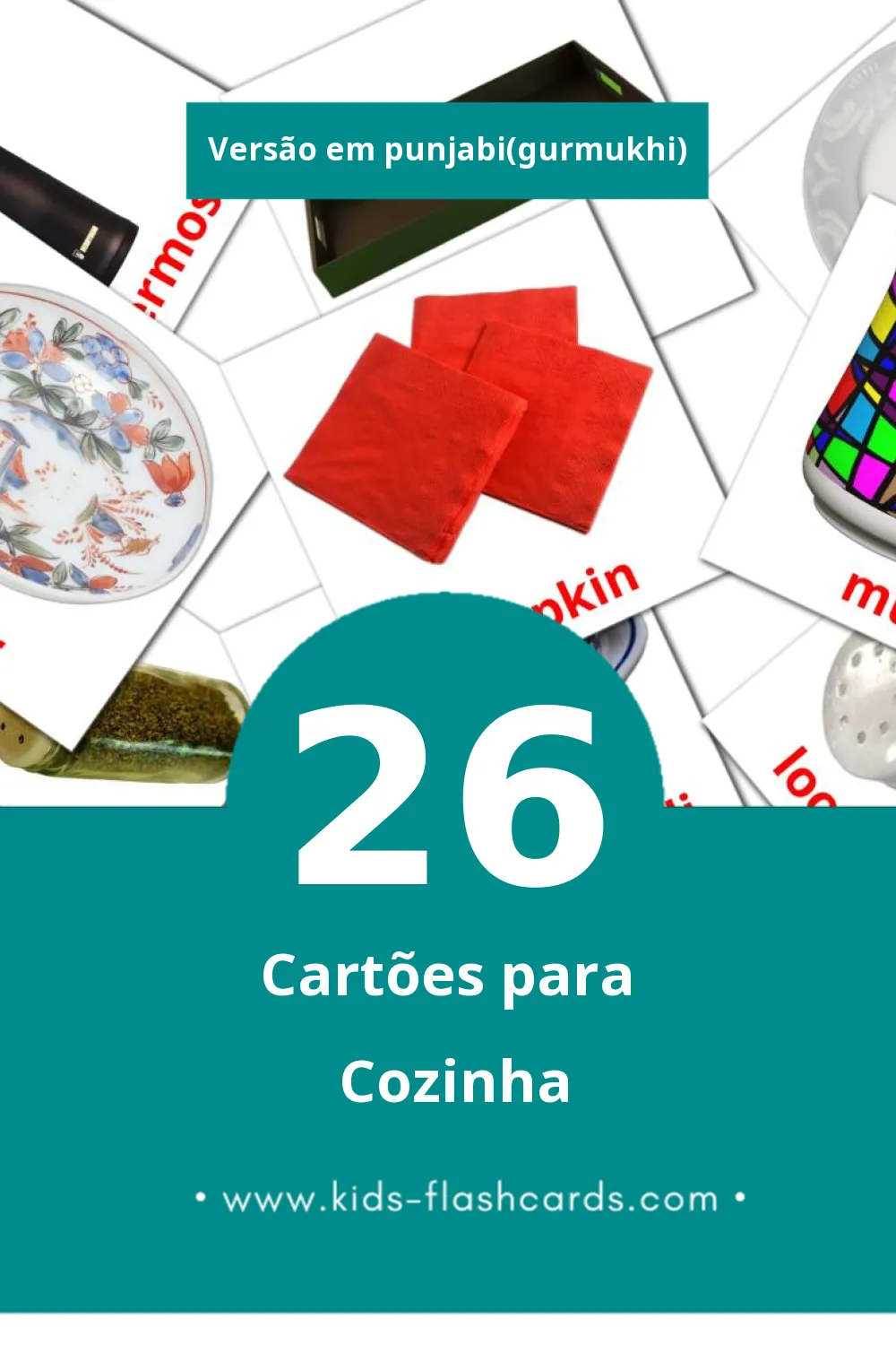 Flashcards de Kitchen Visuais para Toddlers (26 cartões em Punjabi(gurmukhi))