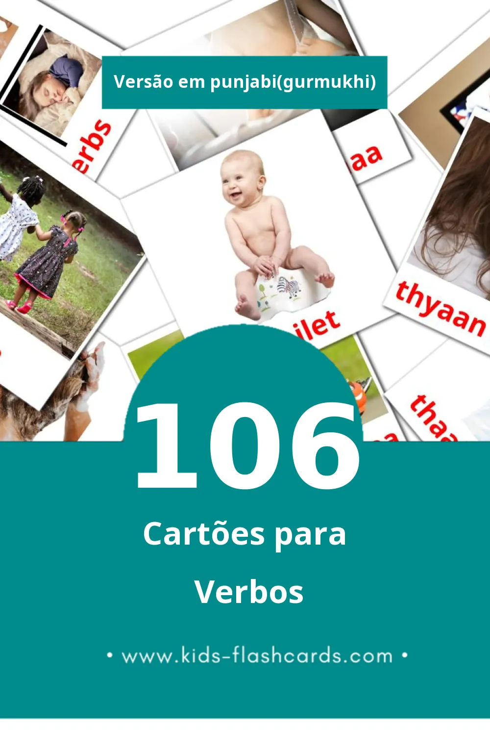 Flashcards de Verbs Visuais para Toddlers (106 cartões em Punjabi(gurmukhi))