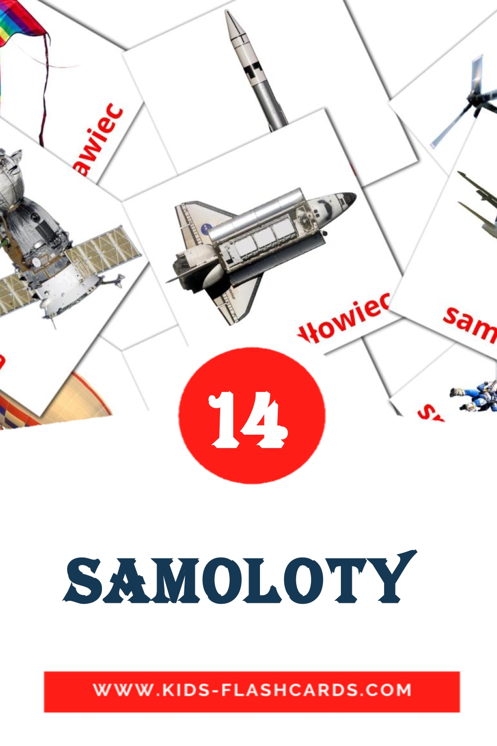 Samoloty  на польском для Детского Сада (14 карточек)
