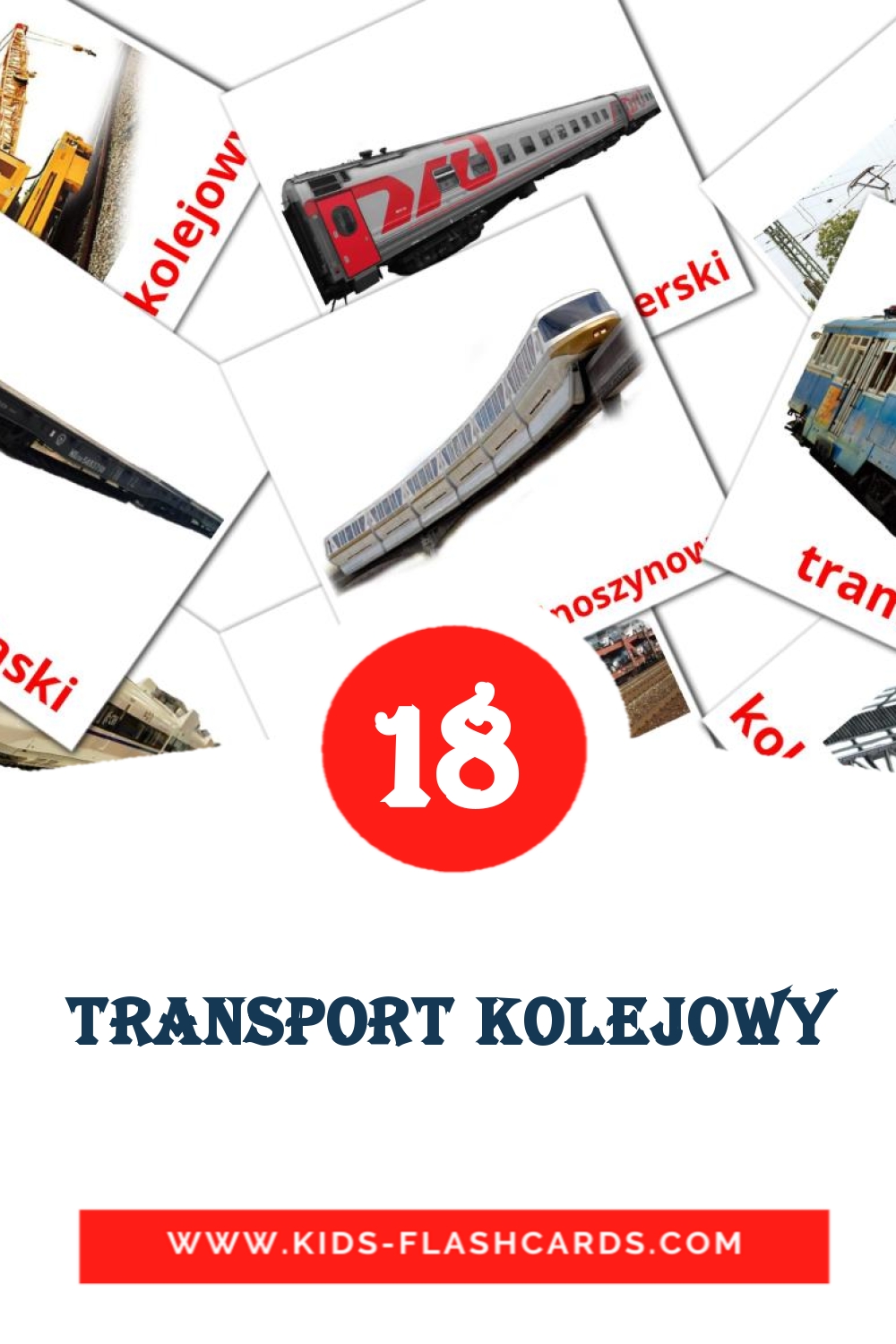 Transport kolejowy на польском для Детского Сада (18 карточек)