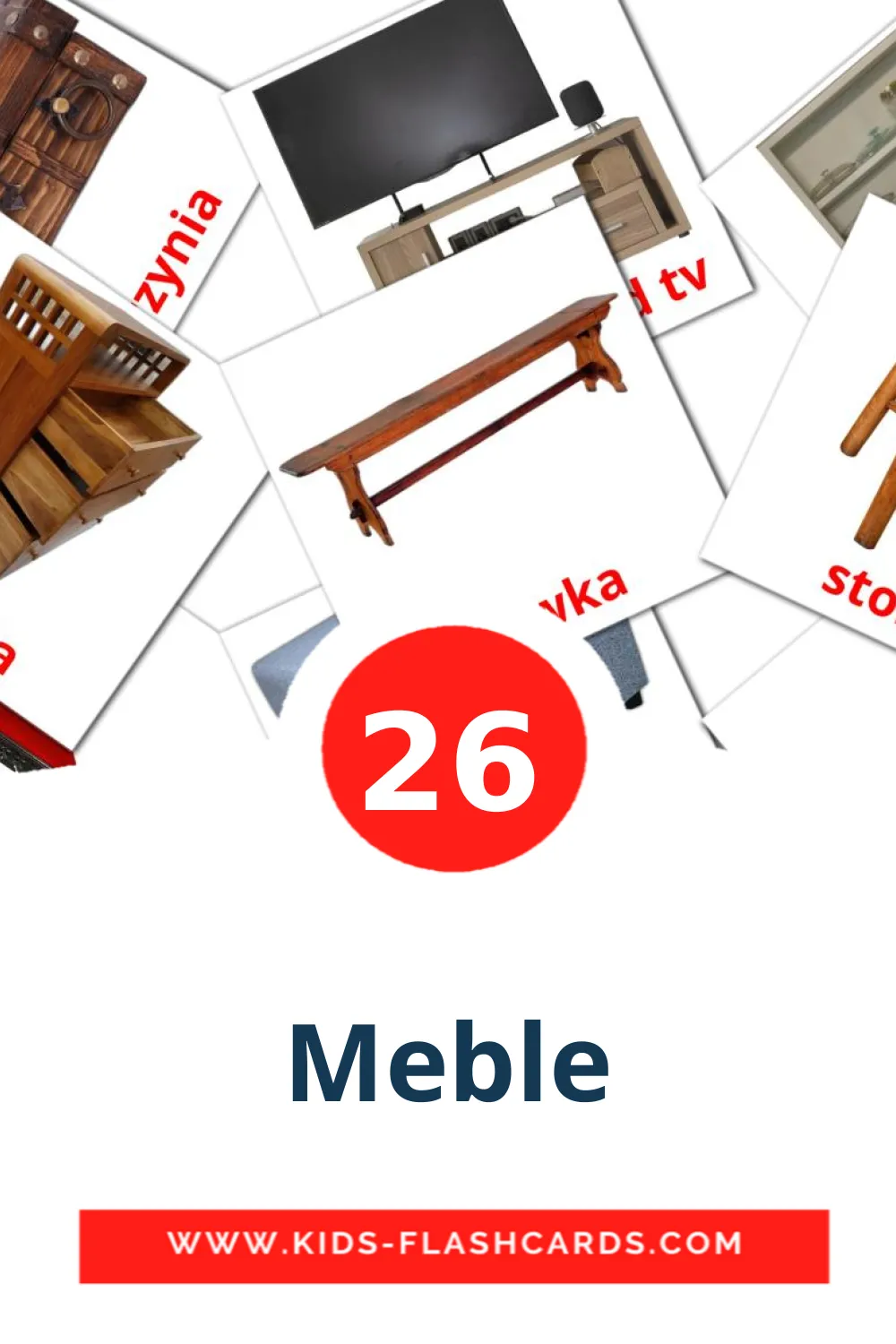 26 Meble Picture Cards for Kindergarden in polish