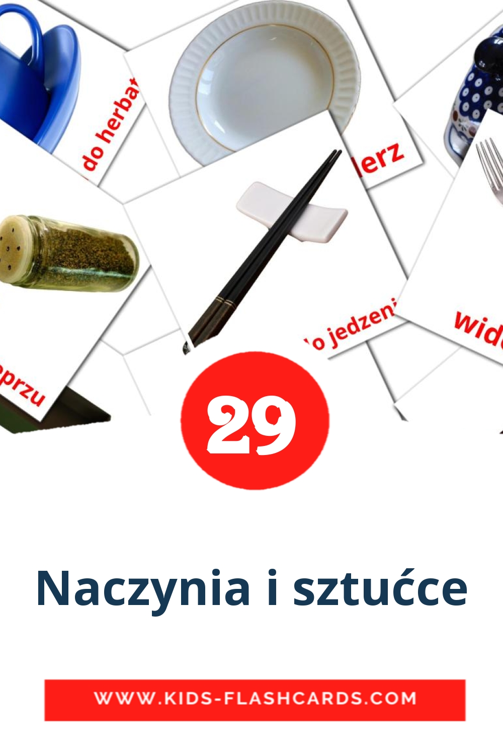29 Naczynia i sztućce Picture Cards for Kindergarden in polish