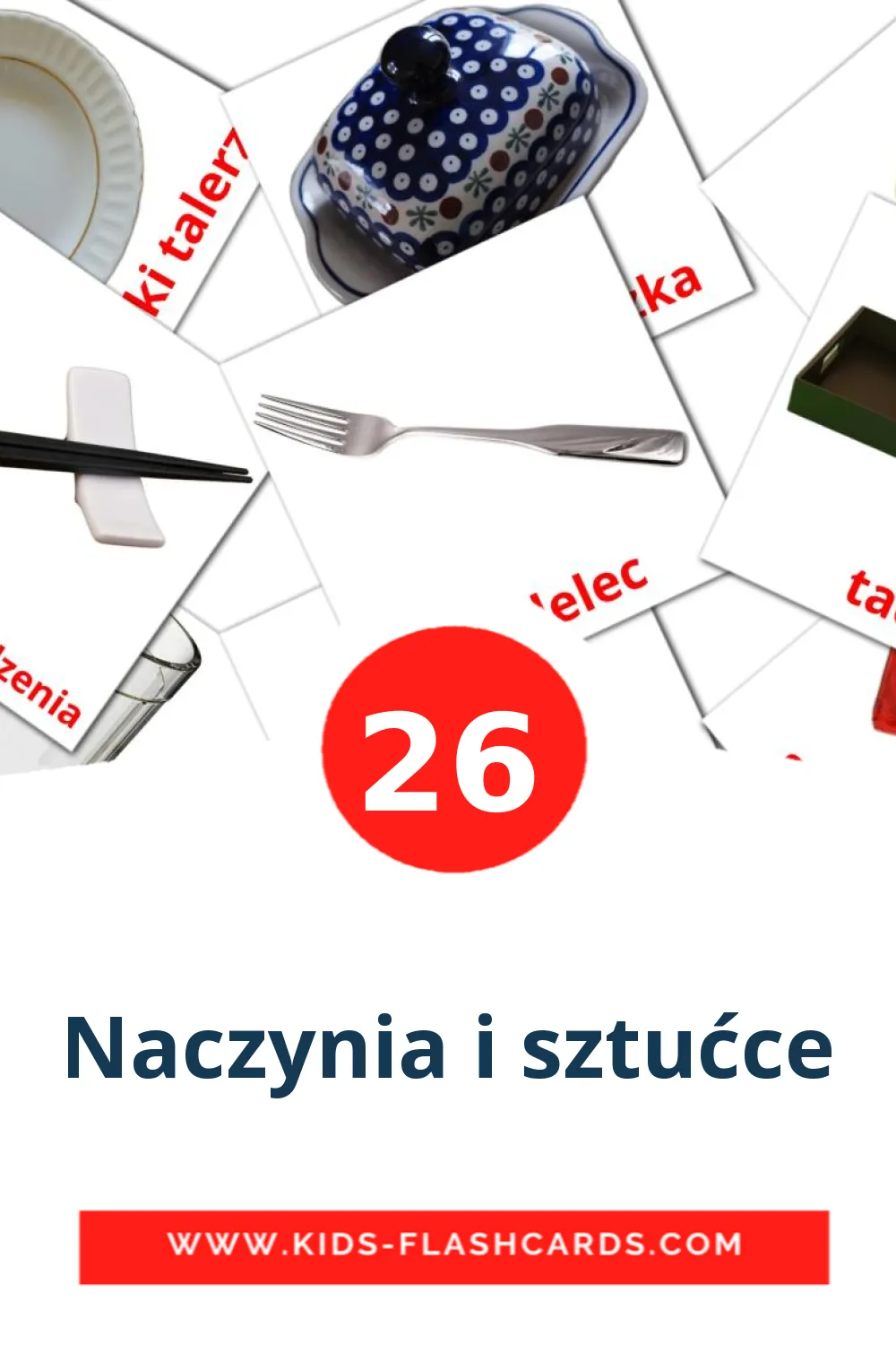 Naczynia i sztućce на польском для Детского Сада (26 карточек)