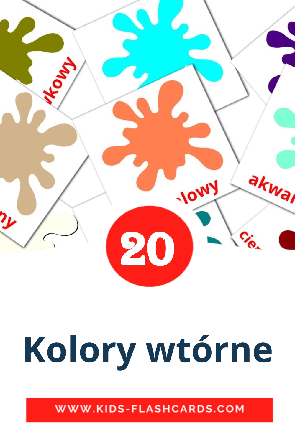 20 Kolory wtórne Picture Cards for Kindergarden in polish