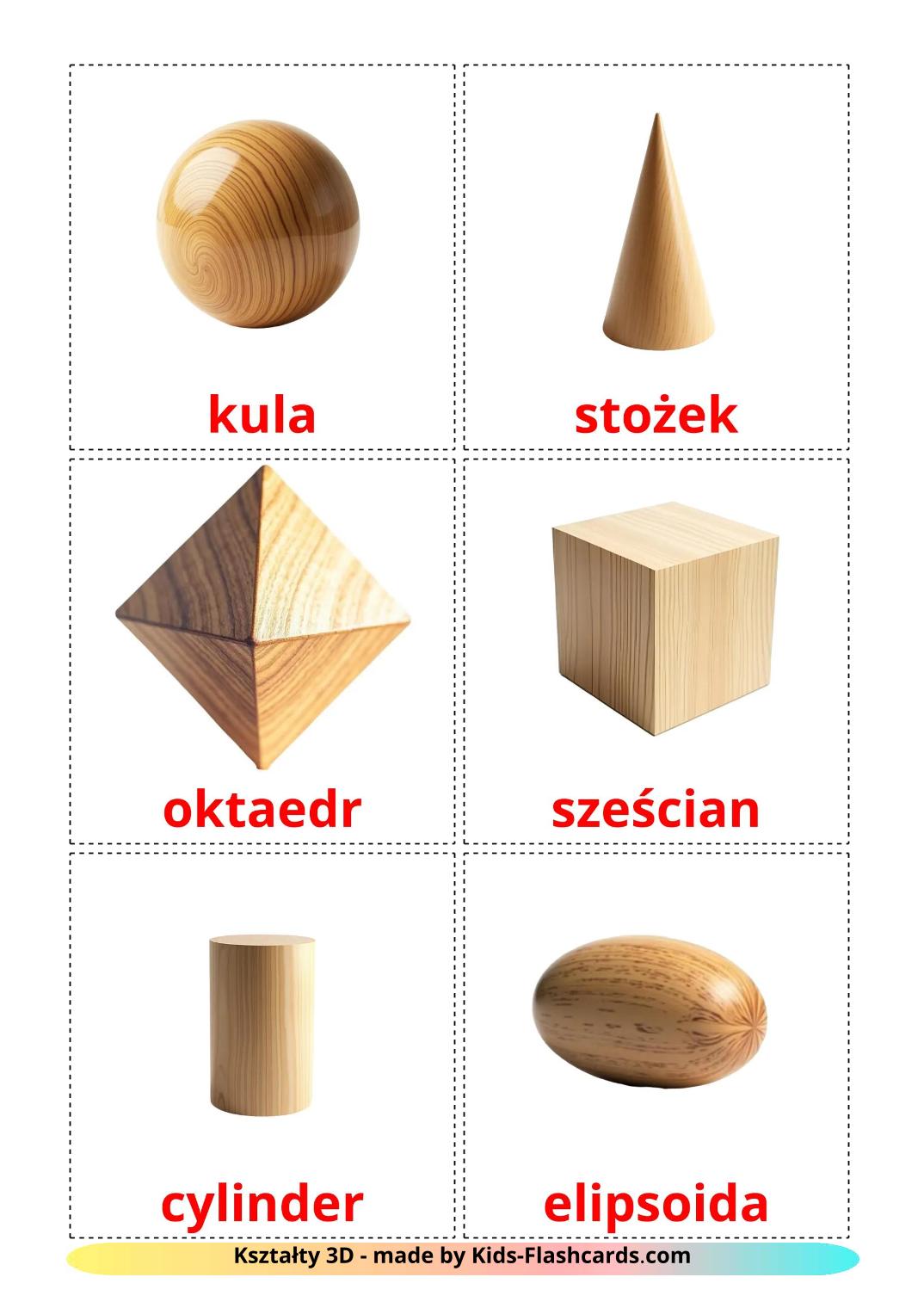 3D Shapes - 18 Free Printable polish Flashcards 