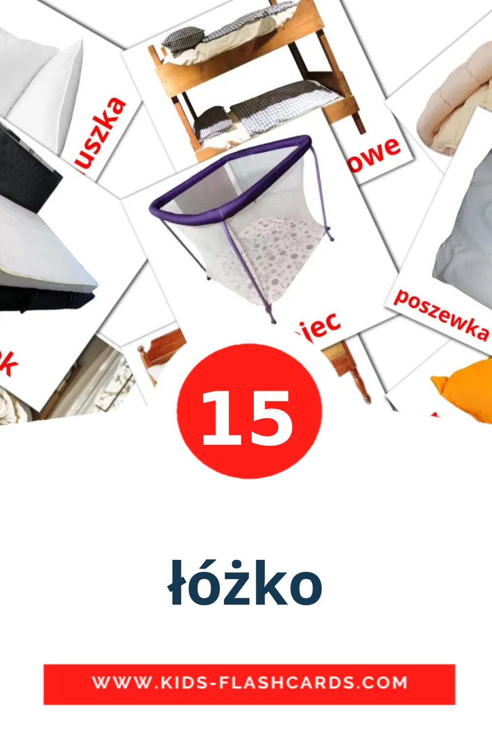 15 tarjetas didacticas de łóżko para el jardín de infancia en polaco