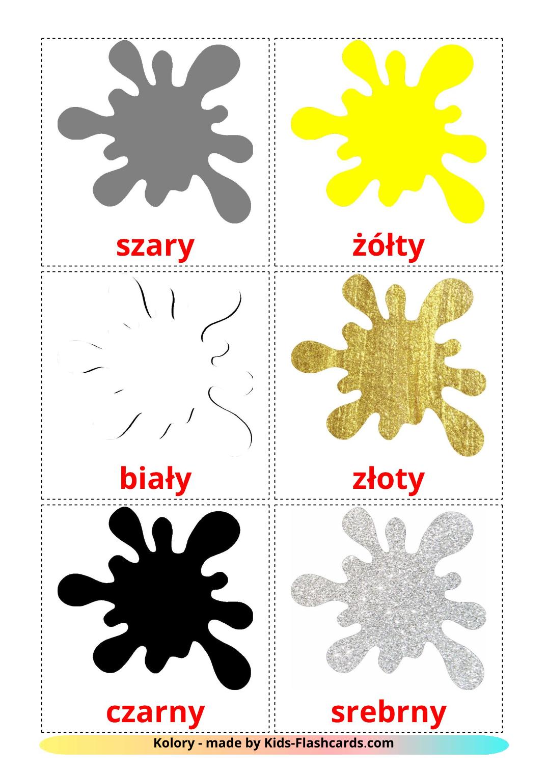 12 Free Base colors Flashcards in polish (PDF files)