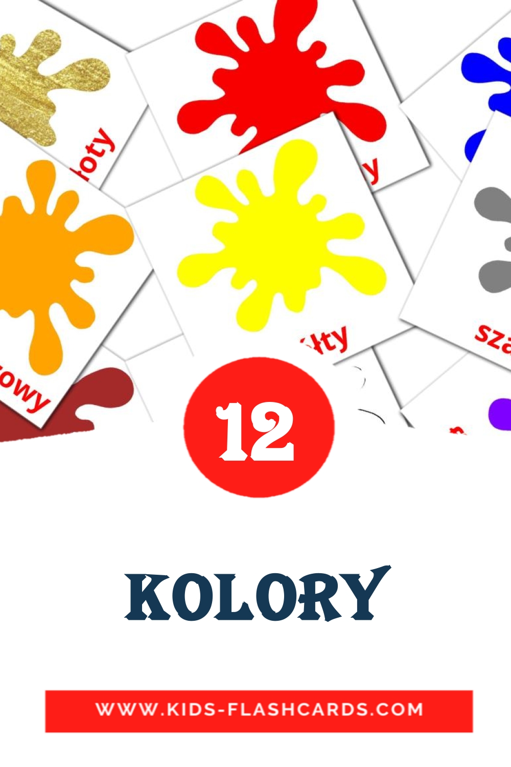 Kolory на польском для Детского Сада (12 карточек)