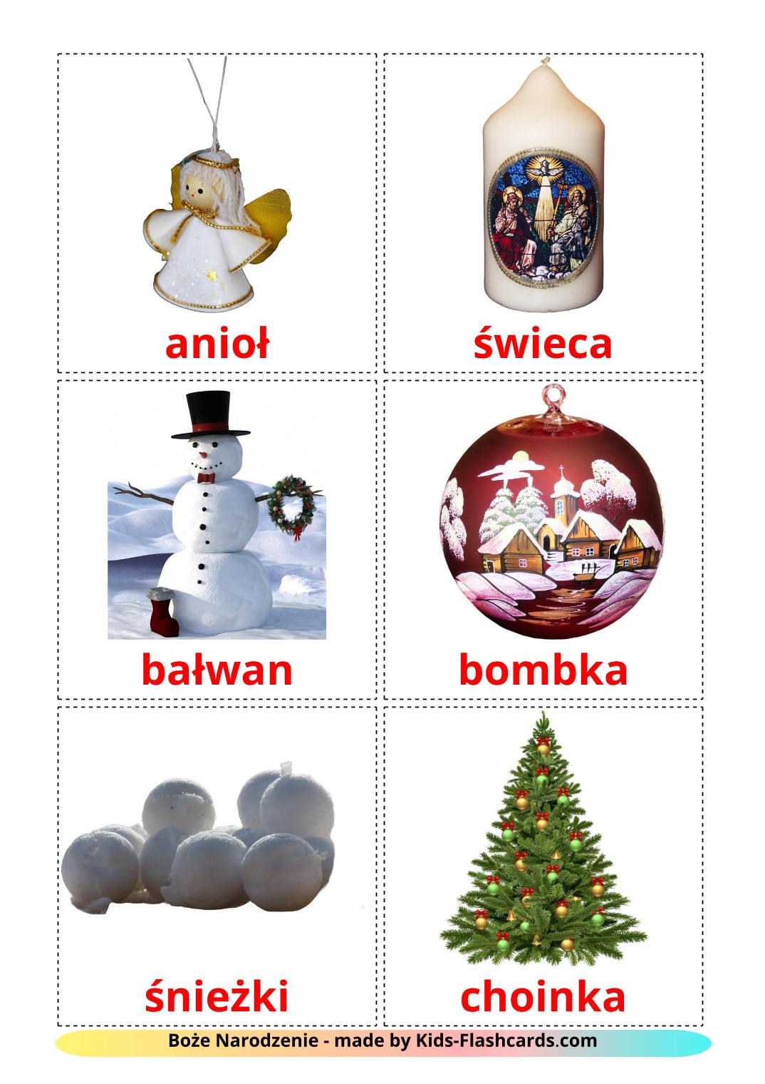 Natale - 28 flashcards polacco stampabili gratuitamente