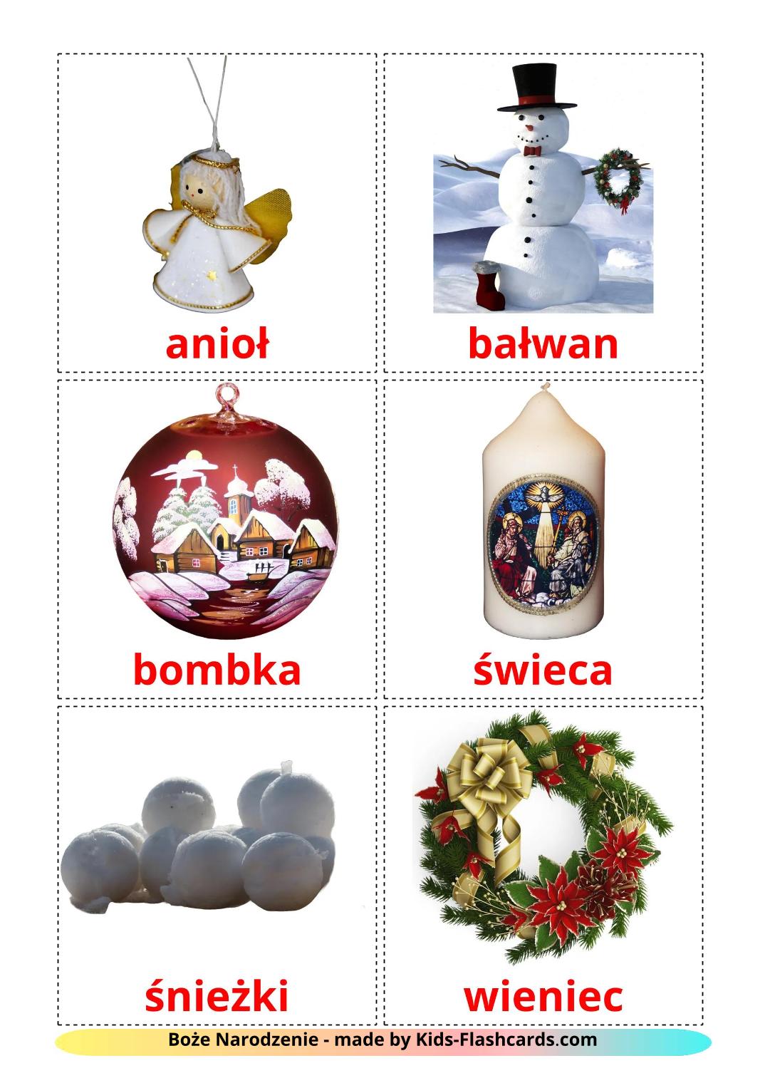 Natale - 29 flashcards polacco stampabili gratuitamente