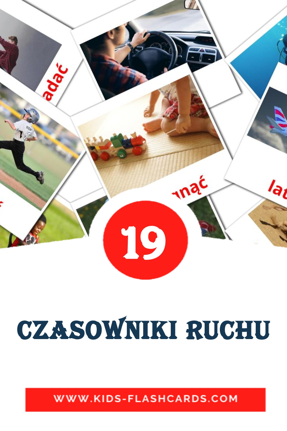 22 Czasowniki ruchu Picture Cards for Kindergarden in polish