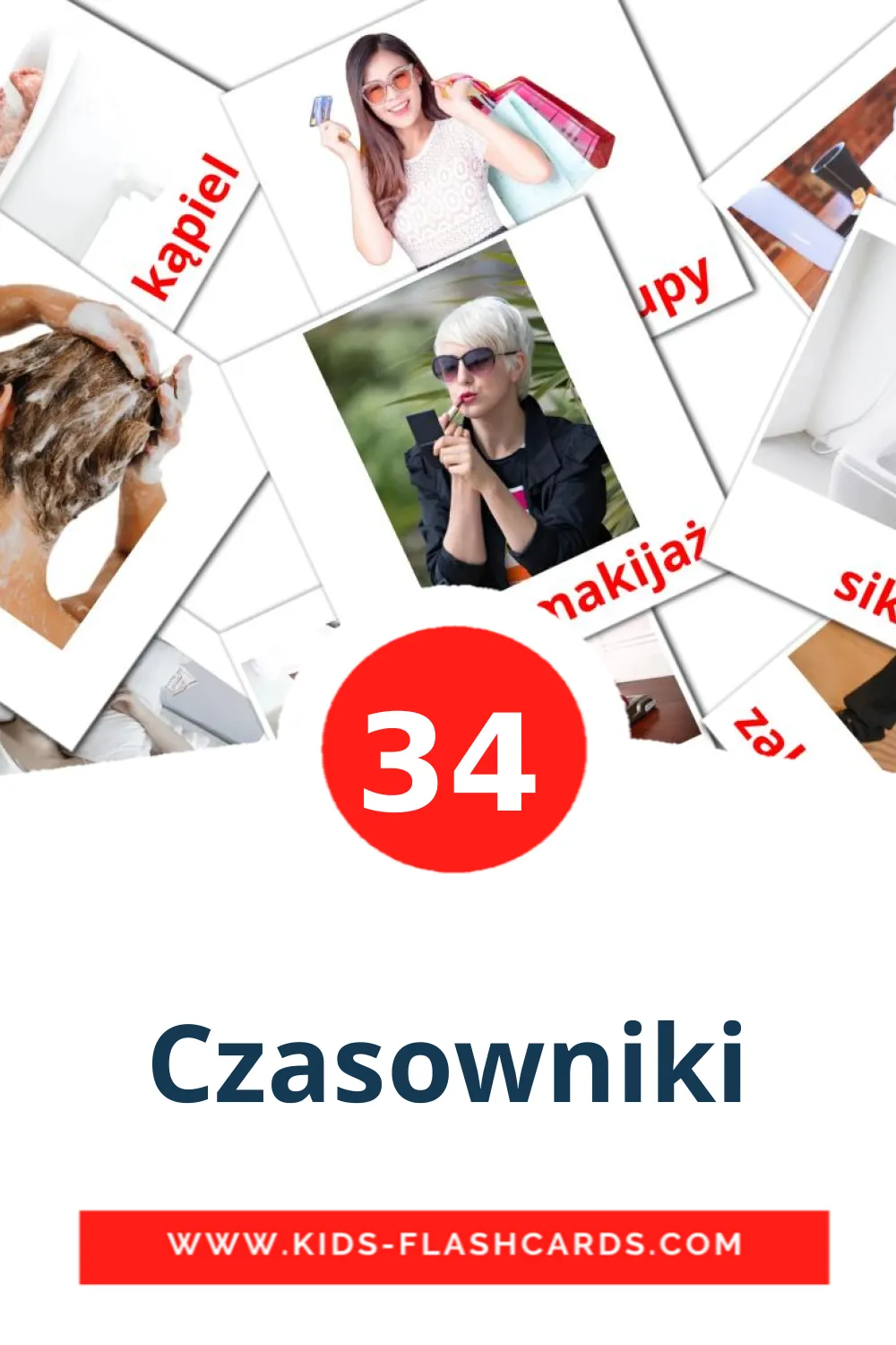 34 Czasowniki fotokaarten voor kleuters in het polish