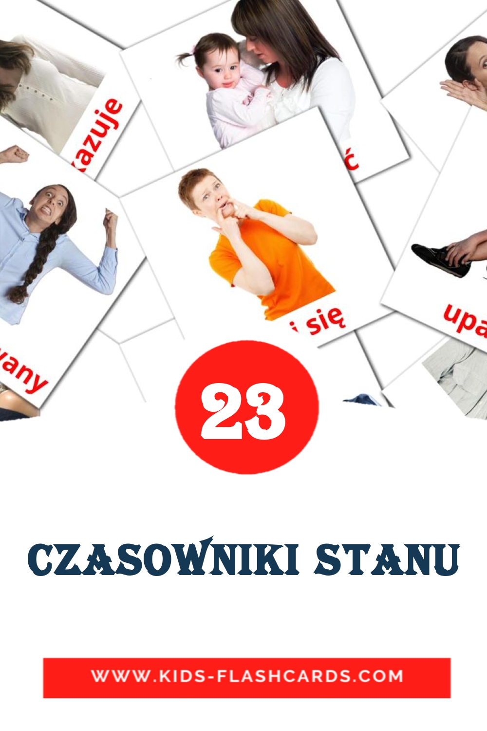 23 Czasowniki stanu Picture Cards for Kindergarden in polish