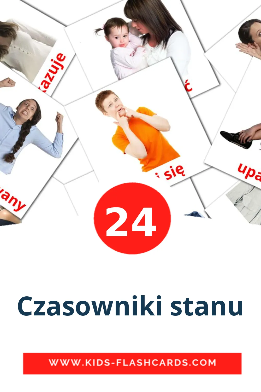 24 Czasowniki stanu Picture Cards for Kindergarden in polish