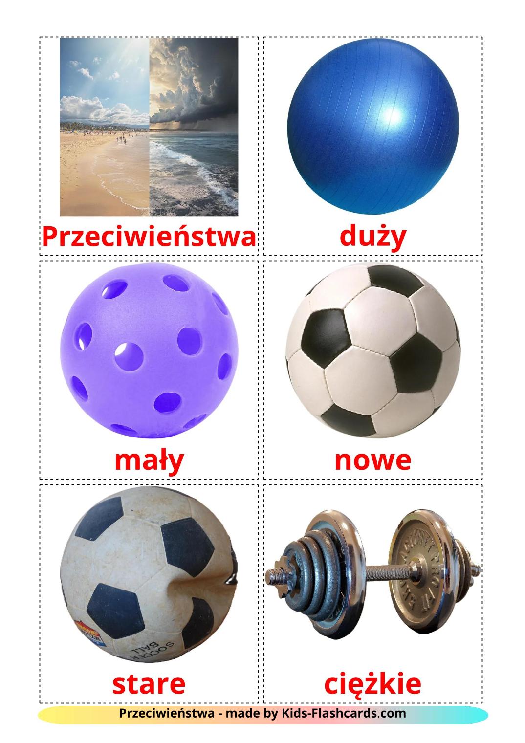 Opposites - 73 Free Printable polish Flashcards 