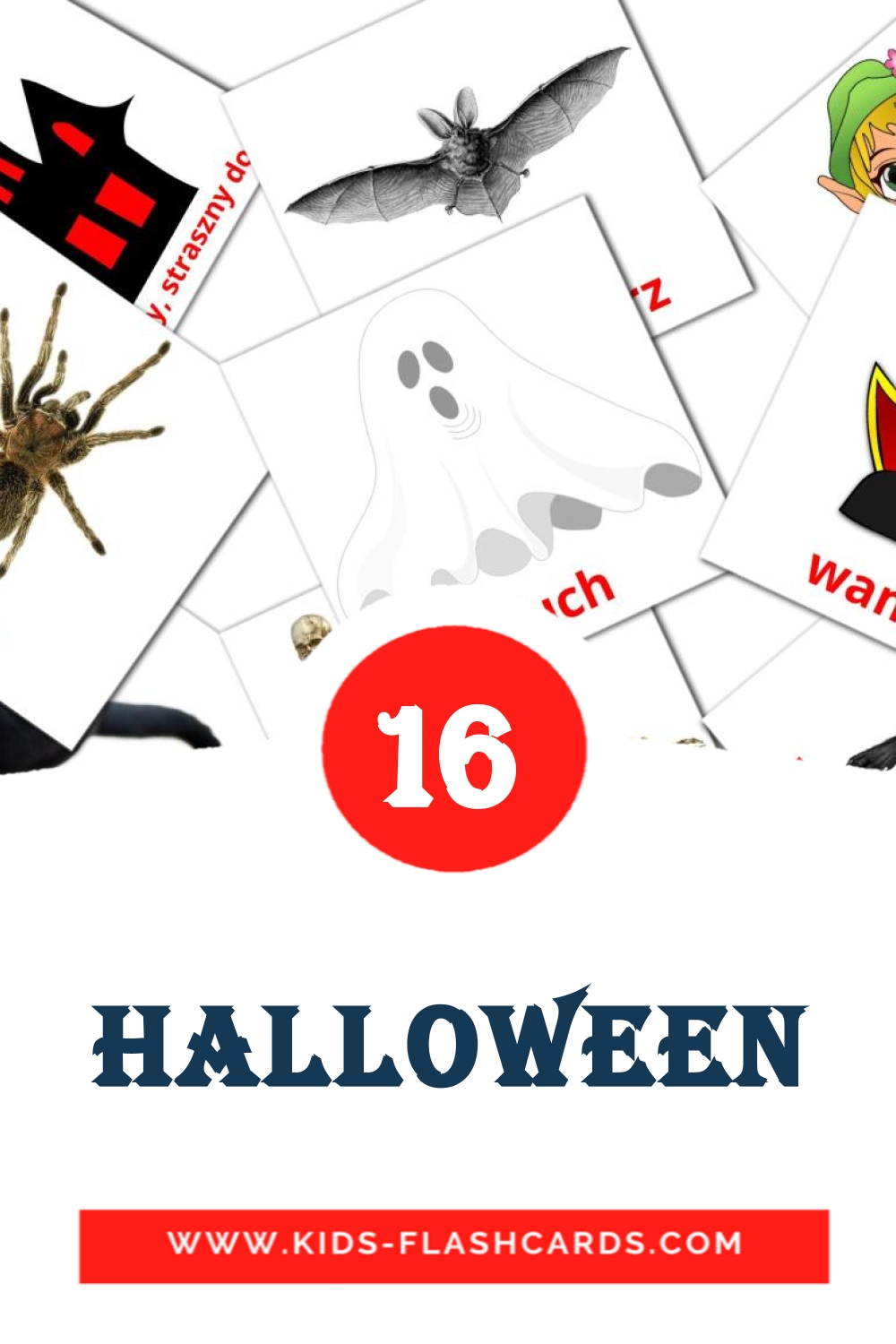 16 tarjetas didacticas de Halloween para el jardín de infancia en polaco